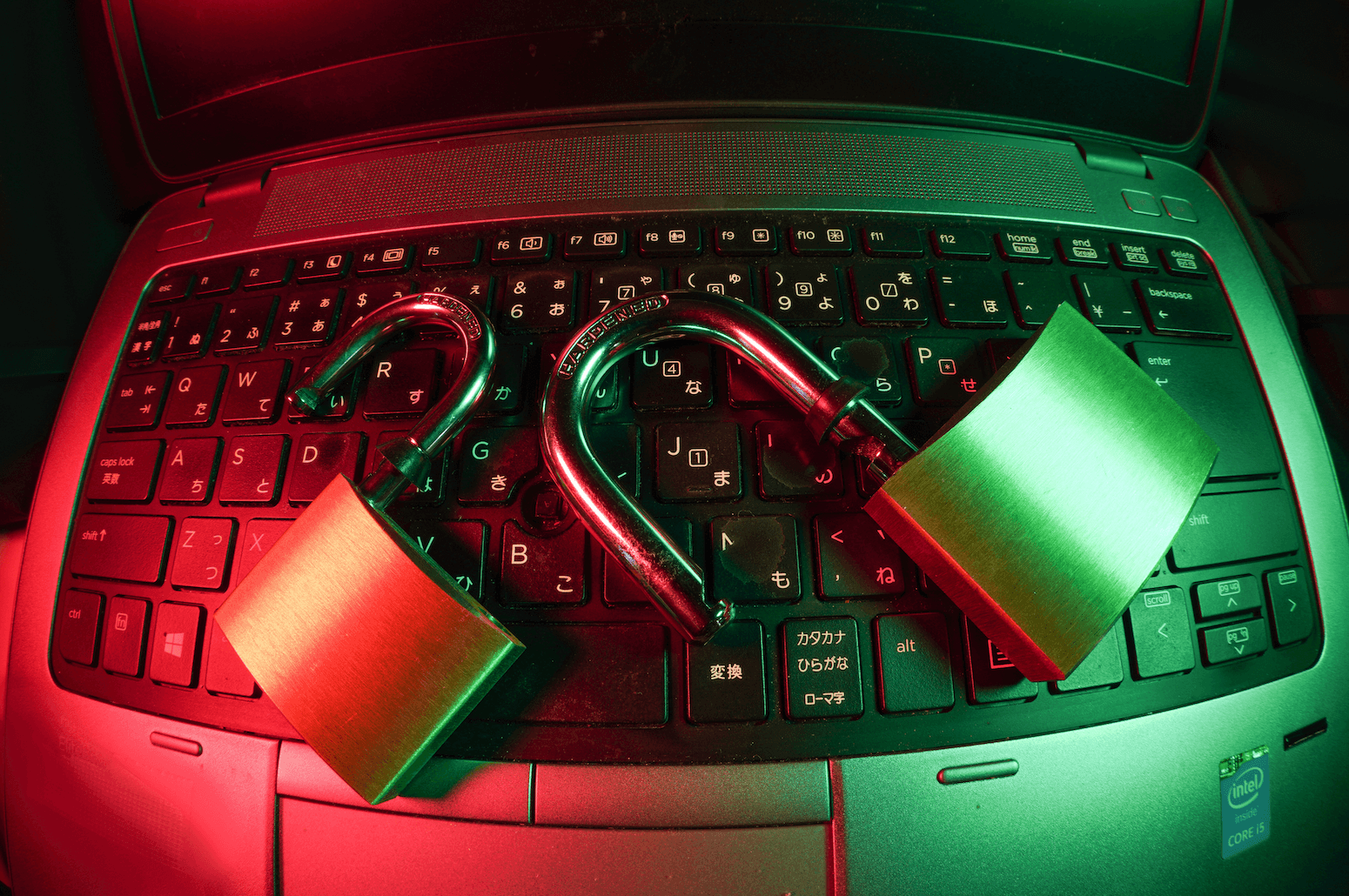 locks on keyboard symbolizing data breach